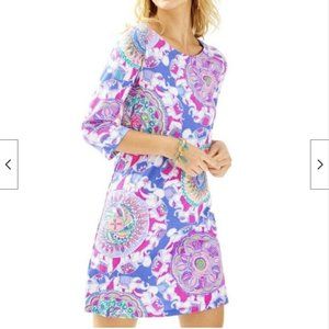 Lilly Pulitzer Play That Trunky Music Elephant Print  Cotton T Shirt Dress XS